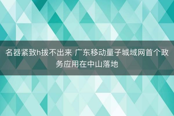 名器紧致h拔不出来 广东移动量子城域网首个政务应用在中山落地