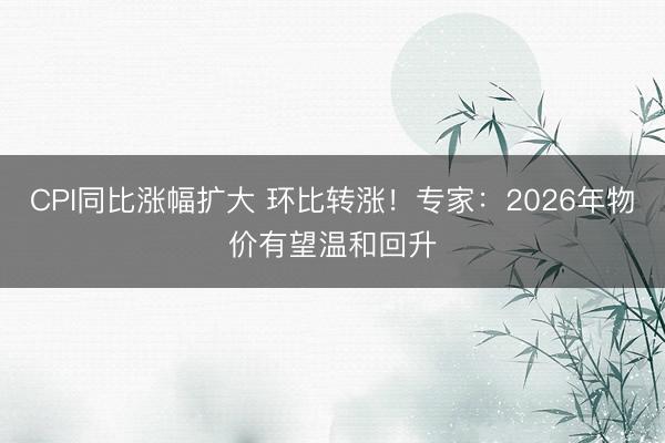 CPI同比涨幅扩大 环比转涨！专家：2026年物价有望温和回升