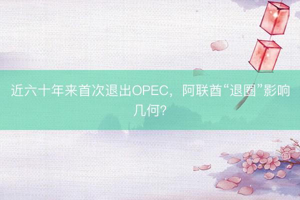 近六十年来首次退出OPEC，阿联酋“退圈”影响几何？