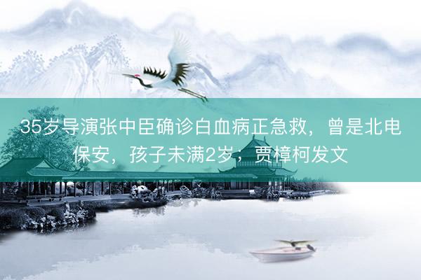35岁导演张中臣确诊白血病正急救，曾是北电保安，孩子未满2岁；贾樟柯发文