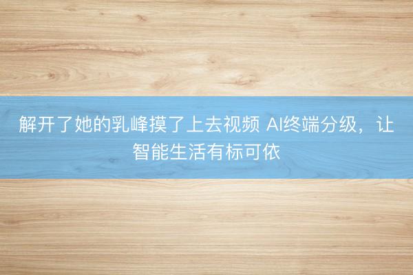 解开了她的乳峰摸了上去视频 AI终端分级，让智能生活有标可依