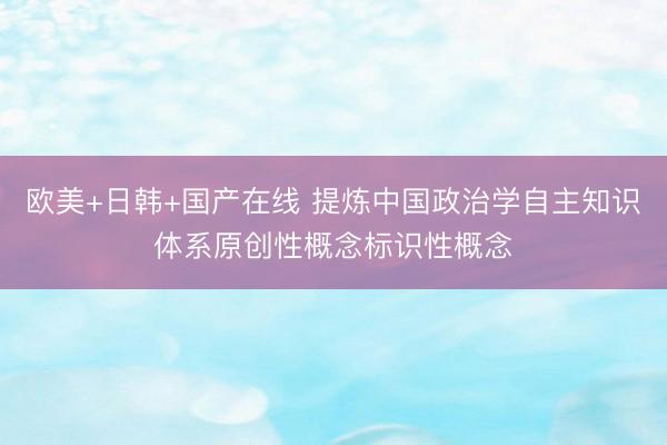 欧美+日韩+国产在线 提炼中国政治学自主知识体系原创性概念标识性概念