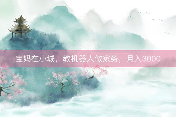 宝妈在小城，教机器人做家务，月入3000