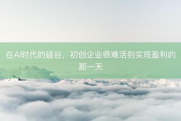 在AI时代的硅谷，初创企业很难活到实现盈利的那一天