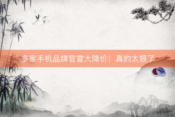 多家手机品牌官宣大降价！真的太狠了