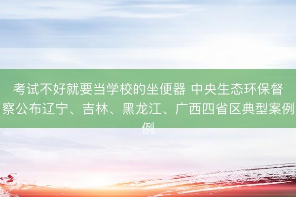 考试不好就要当学校的坐便器 中央生态环保督察公布辽宁、吉林、黑龙江、广西四省区典型案例