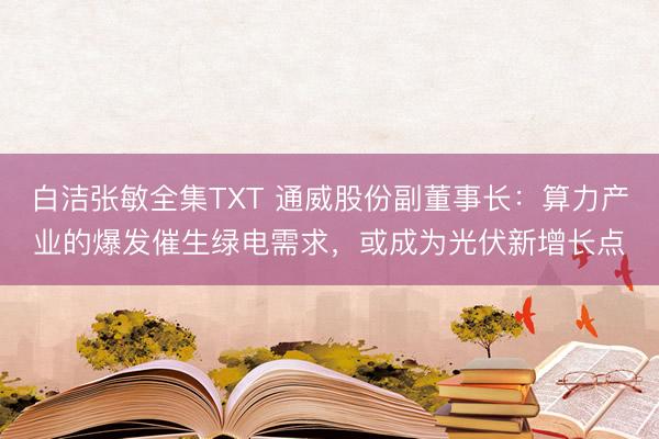 白洁张敏全集TXT 通威股份副董事长：算力产业的爆发催生绿电需求，或成为光伏新增长点