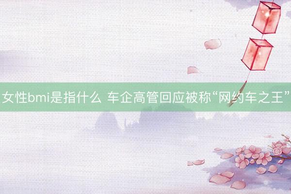 女性bmi是指什么 车企高管回应被称“网约车之王”