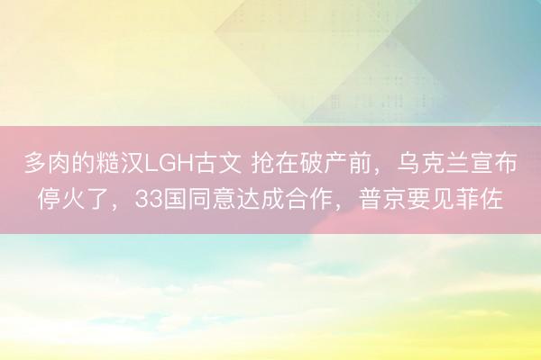多肉的糙汉LGH古文 抢在破产前，乌克兰宣布停火了，33国同意达成合作，普京要见菲佐