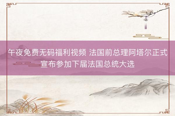 午夜免费无码福利视频 法国前总理阿塔尔正式宣布参加下届法国总统大选