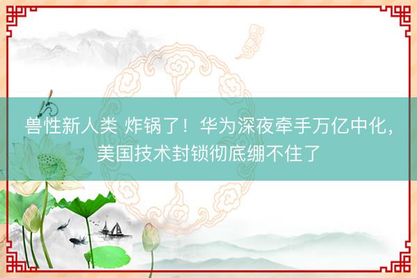 兽性新人类 炸锅了！华为深夜牵手万亿中化，美国技术封锁彻底绷不住了