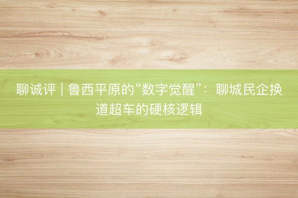 聊诚评 | 鲁西平原的“数字觉醒”：聊城民企换道超车的硬核逻辑