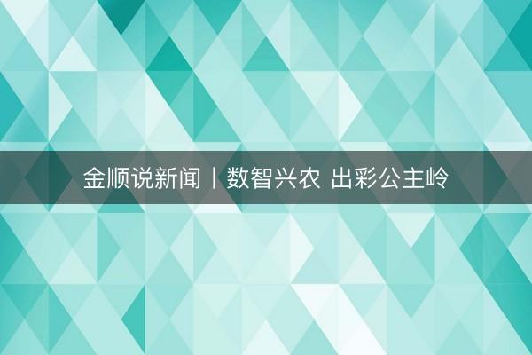 金顺说新闻丨数智兴农 出彩公主岭