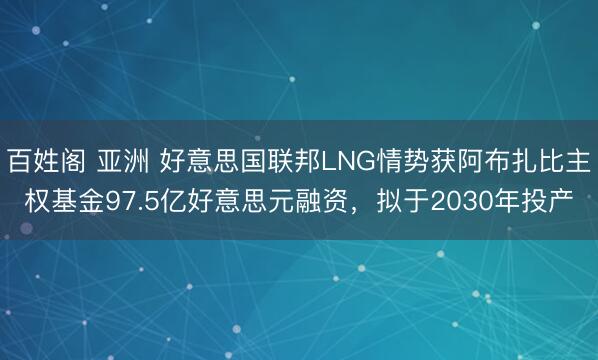 百姓阁 亚洲 好意思国联邦LNG情势获阿布扎比主权基金97.5亿好意思元融资，拟于2030年投产