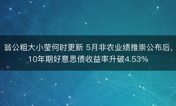 翁公粗大小莹何时更新 5月非农业绩推崇公布后，10年期好意思债收益率升破4.53%