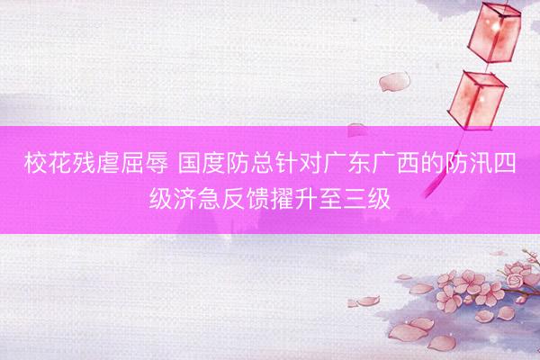 校花残虐屈辱 国度防总针对广东广西的防汛四级济急反馈擢升至三级