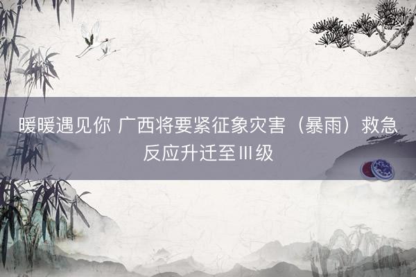 暖暖遇见你 广西将要紧征象灾害（暴雨）救急反应升迁至Ⅲ级
