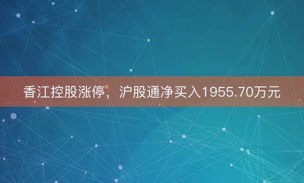香江控股涨停，沪股通净买入1955.70万元