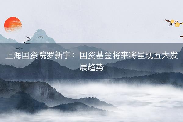 上海国资院罗新宇：国资基金将来将呈现五大发展趋势